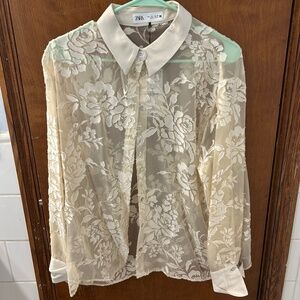 Zara lace button down
